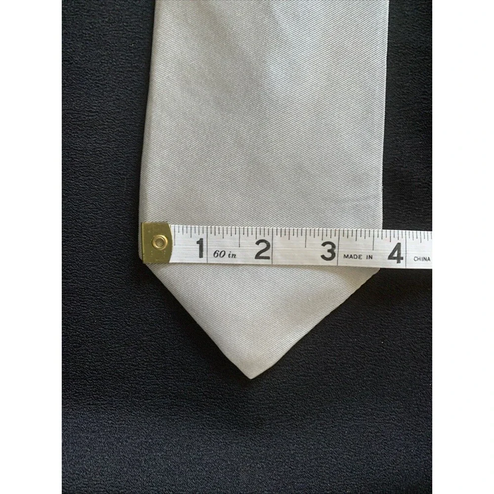 Vintage 90s Tom James Silk Neck Tie Silver Gray NOS Designer Executive Corpcore